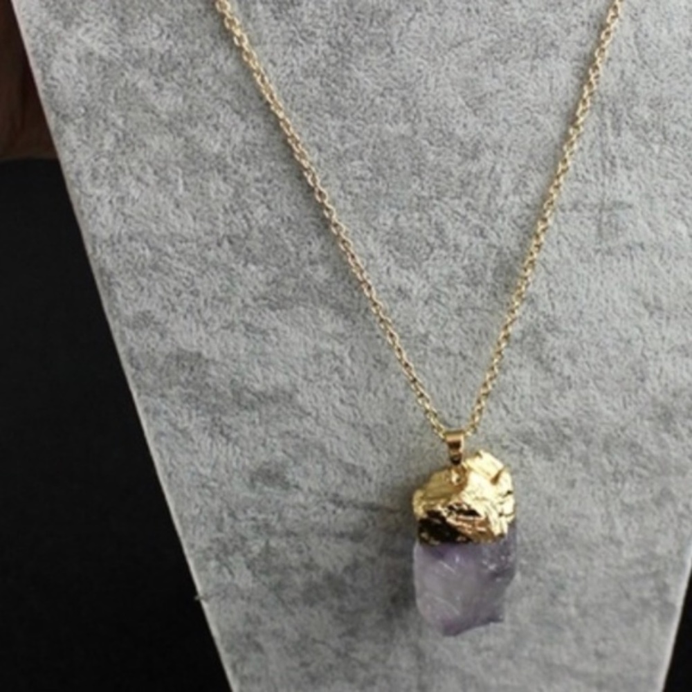Gold Plated Amethyst Quartz Pendant NEW! - Picture 4 of 6